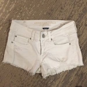 America’s eagle white distressed shorts